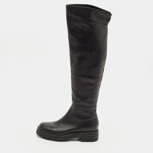 Pre Owned Gianvito Rossi Moka Size 37.5 Black Leather Knee Length Boots