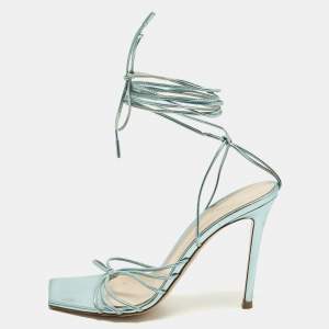 Pre Owned Gianvito Rossi Sylvie Size 39 Blue Leather Ankle Strap Sandals