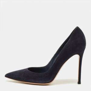 Pre Owned Gianvito Rossi Portofino Size 37 Navy Blue Suede Pumps