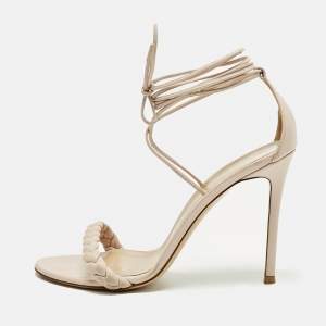 Pre Owned صندل جيانفيتو روسي ليومي جلد وردي مجدول مقاس 39