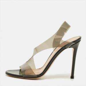 مملوكة مسبقًا Gianvito Rossi Metropolis Size 36 Black PVC Slingback Sandals