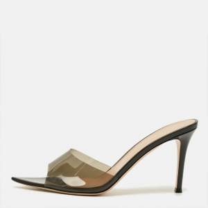 Pre Owned Gianvito Rossi Elle Size 40.5 Black PVC Slide Sandals