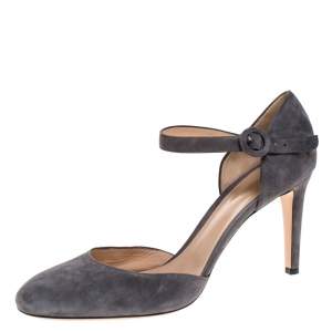Pre Owned Gianvito Rossi Grey Suede D'orsay Strap Pumps Size 42