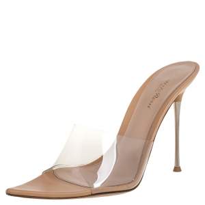 Pre Owned Gianvito Rossi PVC Leather Elle Slide Sandals Size 40