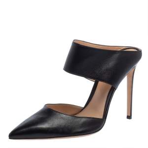 Pre Owned Gianvito Rossi Black Leather Mule Sandals Size 42