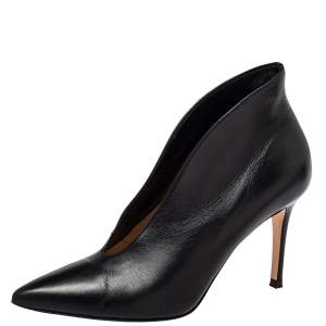 Pre Owned Gianvito Rossi Black Leather Vamp  Boots Size 37