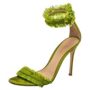 Gianvito Rossi Green Suede Caribe Sandals Size 38