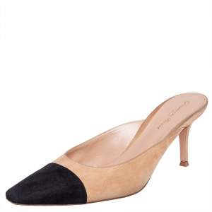 Pre Owned Gianvito Rossi Black/Beige Suede Mule Sandals Size 40