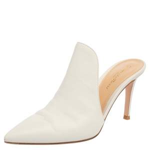 Pre Owned Gianvito Rossi White Leather Aramis Mules Size 36