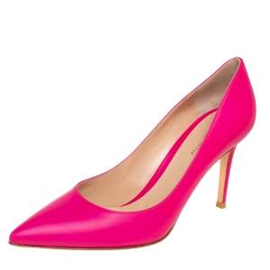 Gianvito Rossi Pink Leather Pointed Toe Pumps Size 41