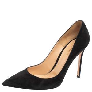 Pre Owned Gianvito Rossi Black Suede Gianvito Pointed Toe Pumps Size 38.5