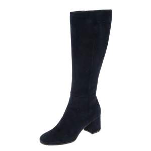 Gianvito Rossi Navy Blue Suede  Knee Length Boots Size 37.5