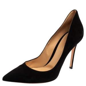 Pre Owned Gianvito Rossi Black Suede Pointed-Toe Pumps Size 40.5