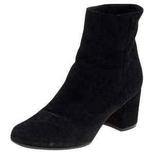 Pre Owned Gianvito Rossi Black Suede Ankle Boots Size 37
