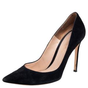 Pre Owned Gianvito Rossi Black Suede Pointed-Toe Pumps Size 38