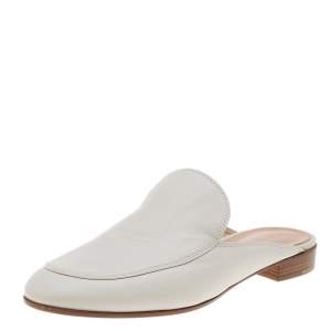 Pre Owned Gianvito Rossi White Leather Palau Slip On Mules Size 39