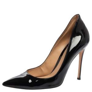 Pre Owned Gianvito Rossi Black Patent Leather Pointed Toe Pumps Size 40.5 