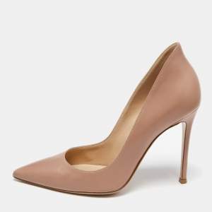 Pre Owned Gianvito Rossi Nude Leather Pointed Toe Pumps Size 39