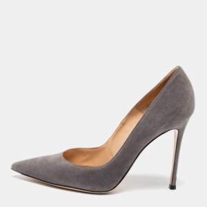 Pre Owned Gianvito Rossi Grey Suede Pointed Toe Pumps Size 40