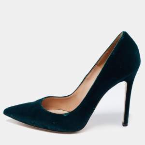 Pre Owned Gianvito Rossi Green Velvet Pointed Toe Pumps Size 39.5