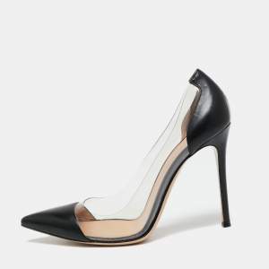 Pre Owned Gianvito Rossi Black Leather and PVC Plexi Pumps Size 39