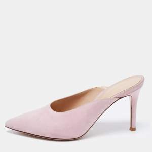 Gianvito Rossi Pink Suede Pointed Toe Mules Size 34