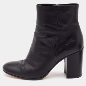 Pre Owned Gianvito Rossi Black Leather Ankle Length Boots Size 37
