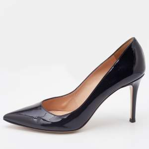 Pre Owned Gianvito Rossi Black Patent Leather Pointed Toe Pumps Size 38