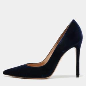 Pre Owned Gianvito Rossi Navy Blue Velvet Gianvito Pumps Size 38