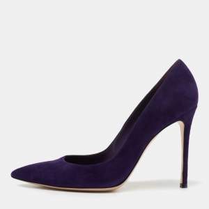 Pre Owned Gianvito Rossi Purple Suede Gianvito 105 Pumps Size 40.5