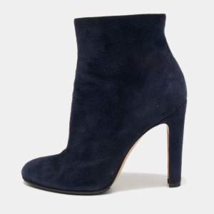 Gianvito Rossi Navy Blue Suede Ankle Booties Size 37