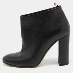 Pre Owned Gianvito Rossi Black Leather Ankle Boots Size 37