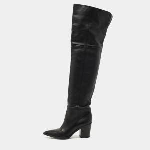 Pre Owned Gianvito Rossi Black Leather Over The Knee Length Boots Size 36