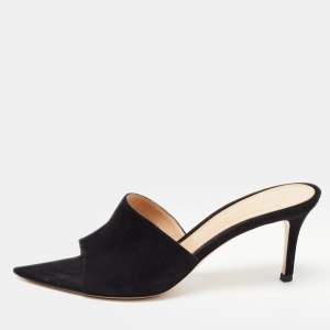 Pre Owned Gianvito Rossi Black Suede Open Toe Mules Size 37