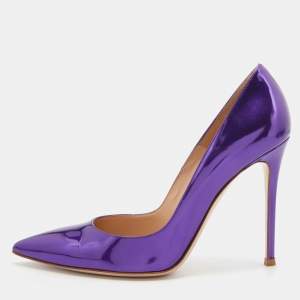 Pre Owned Gianvito Rossi Purple Patent Leather Pointed Toe Pumps Size 40