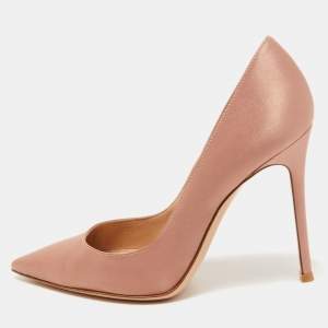 Pre Owned Gianvito Rossi Pink Satin Pointed Toe Pumps Size 38