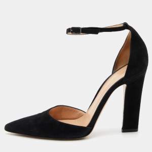 Gianvito Rossi Black Suede Mila Ankle Strap Pumps Size 39