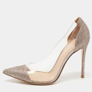 Pre Owned Gianvito Rossi Multicolor Glitter and PVC Plexi Pumps Size 39