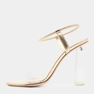 Pre Owned Gianvito Rossi Gold Leather and PVC Ankle Strap Sandals Size 37