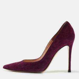 Pre Owned Gianvito Rossi Purple Suede Gianvito 105 Platform Pumps Size 37