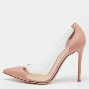 Pre Owned Gianvito Rossi Pink Leather and PVC Plexi Pumps Size 38
