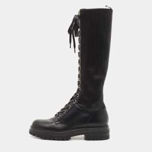 Pre Owned Gianvito Rossi Black Leather Martis Lace Up Boots Size 39.5 