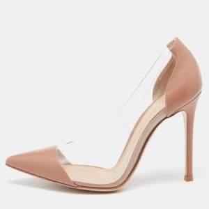 Pre Owned Gianvito Rossi Brown Leather and PVC Plexi Pumps Size 36