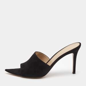 Pre Owned Gianvito Rossi Black Suede Alisia Slide Sandals Size 41