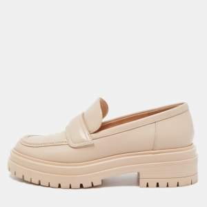 Pre Owned Gianvito Rossi Beige Leather Argo Loafers Size 35.5