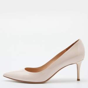 Pre Owned Gianvito Rossi Light Pink Patent Leather Pointed Toe Pumps Size 39.5 