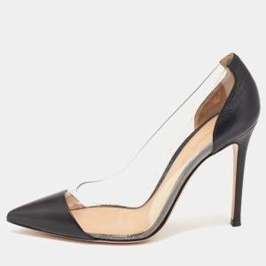 Pre Owned Gianvito Rossi Black Leather and PVC Plexi Pumps Size 38