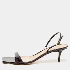 Pre Owned Gianvito Rossi Black Patent Leather Ankle Strap Sandals Size 41.5