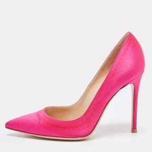 Pre Owned Gianvito Rossi Pink Satin Gianvito 105 Pumps Size 36