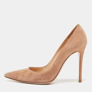 Pre Owned Gianvito Rossi Beige Suede Gianvito 105 Pointed Toe Pumps Size 39